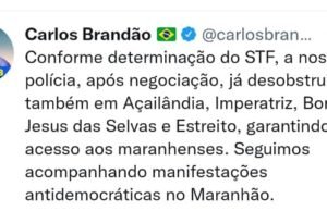 Brandão diz que polícia desobstruiu BRs interditadas por bolsonaristas