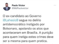 Paulo Victor também critica Lahesio Bonfim