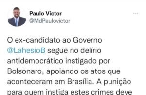 Paulo Victor também critica Lahesio Bonfim