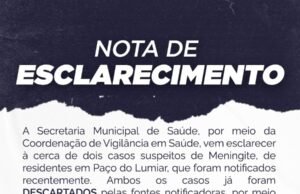 Secretaria de Saúde de Paço do Lumiar esclarece sobre casos suspeitos de meningite