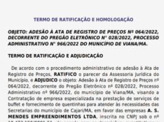 Prefeitura de Viana contrata empresa por quase R$ 700 mil para realização de serviços de buffet