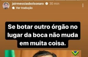 Bolsonaro responde a Flávio Dino: “Se botar outro órgão no lugar da boca não muda em muita coisa”