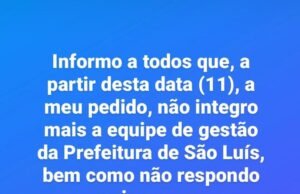 Titular da Secom de Braide anuncia saída do cargo