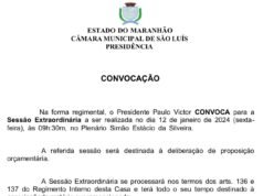 Câmara de São Luís vai votar LOA 2024 na sexta-feira