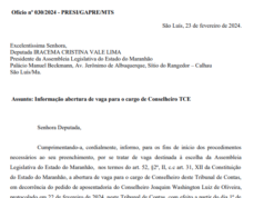 Presidente do TCE comunica Assembleia sobre abertura de vaga de conselheiro