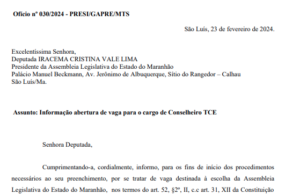 Presidente do TCE comunica Assembleia sobre abertura de vaga de conselheiro