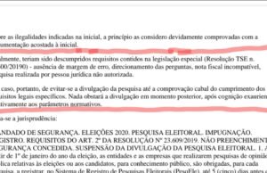 Pesquisa da Dinâmica Consultoria é impugnada por irregularidades