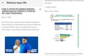 Abatida, oposição em Godofredo Viana divulga pesquisa falsa e sem registro
