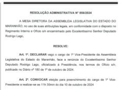 Assembleia realizará eleição interna para 1º vice-presidente dia 10
