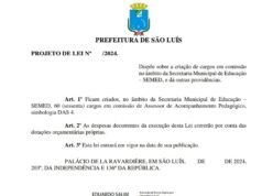 Após aumentar salários de vice e secretários, Braide quer criar novos cargos comissionados na SEMED