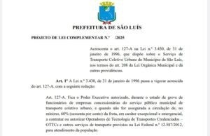 PL que autoriza corrida gratuita de aplicativo e nova licitação do transporte coletivo serão votados na CMSL hoje