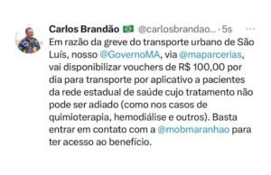 Braide ainda calcula e Brandão anuncia voucher em Apps para tratamento de saúde