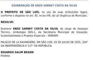 Braide exonera filho de Edilázio da Prefeitura de São Luís