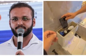 Celular escondido em vaso sanitário foi achado pela PF na casa do prefeito de Santa Inês