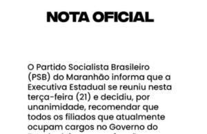 PSB pede que filiados deixem cargos no governo Brandão